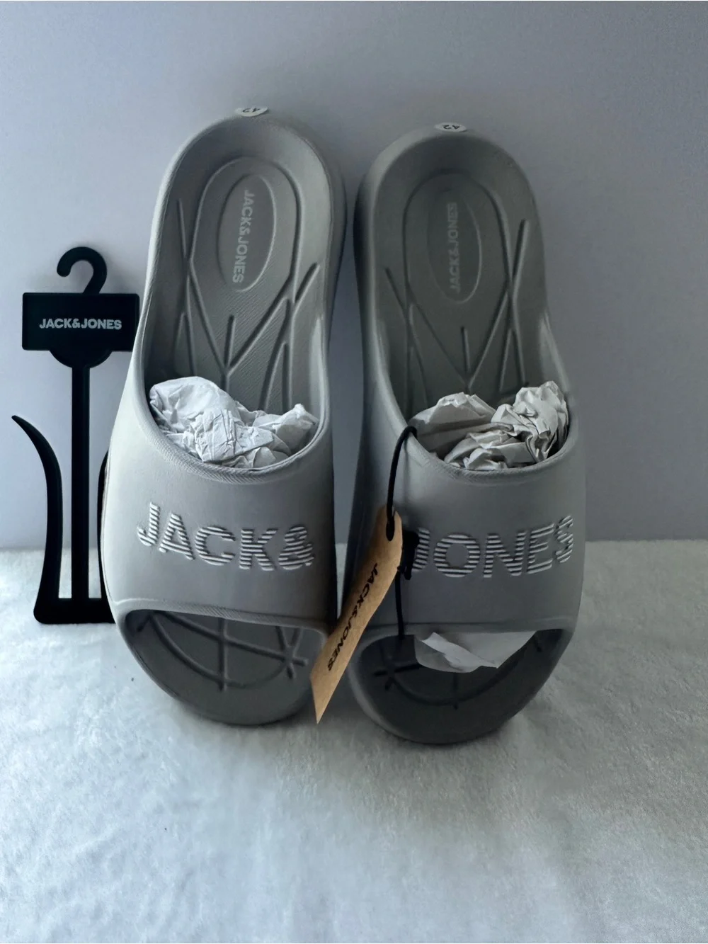 Jack & Jones Gray Slides Pool Slides Mens US Size 9 EU 42 Sandals Flip Flops